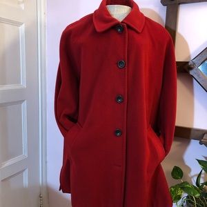 Lands end A line car coat red wool 20W